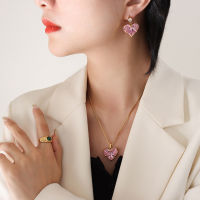 Elegant Sparkling Necklace Small Pendant Design Heart-shaped Necklace Womens Zircon Necklace Pink Love Pendant