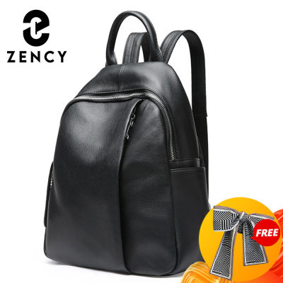 Zency Anti-theft Design Women Backpack 100 Genuine Leather Classic Black School Bag For Girls Daily Casual Travel Bag Knapsack