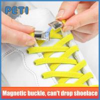 PETIHOME กีฬา อุปกรณ์เสริมสำหรับรองเท้า สีสัน No Tie Shoelaces หัวเข็มขัดแม่เหล็ก เชือกผูกรองเท้าแบบยางยืด ตัวล็อคเชือกรองเท้า