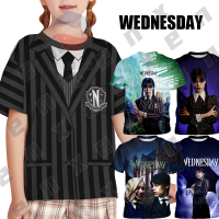 Wednesday Addams  เสื้อเด็กมืดโรงเรียนปาร์ตี้เด็กผู้หญิงเสื้อ