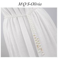 M·Q·S-Olivia โซ่คล้องเอวมุก แฟชั่นสําหรับผู้หญิง เข็มขัดหัวแฟชั่นเกาหลี​ ใส่ง่าย ถอดง่าย