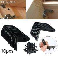 ✿❇❃ 10pcs Black L-Shaped Brackets Stainless Steel Right Angle Bracket Support Iron Wardrobes Cabinet Joint Furniture Hardware