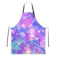 High Quality Adult Waterproof Polyester Apron with Pocket Painting Housework Ho Restaurant Pink Space Abstract 70x84 CM