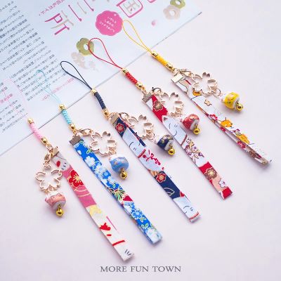 Cute Ceramics Maneki Neko Lucky Kawaii Cat Fortune Cat Sakura Keychain Key Chain Car Bag Pendent Mobile Accessories Women