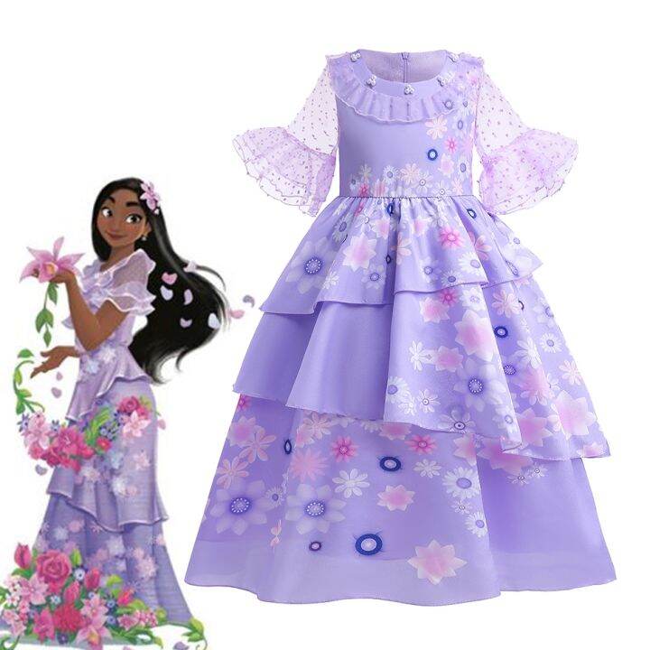 jeansame-dress-cartoon-encanto-disneygirlisabela-houspepa-birthday-party-children-dresses