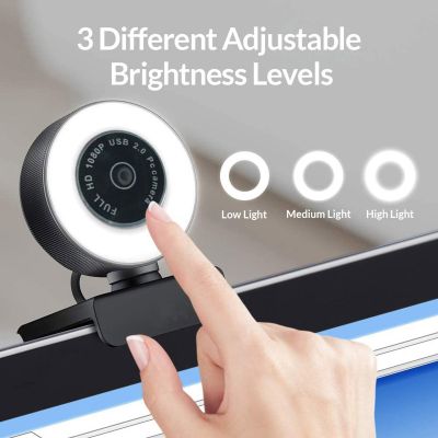 ◆☄✁ Streaming 1080P Webcam Web Cam Adjustable Ring Light/Fast autofocus Web Camera Cámarade luz de relleno Fast autofocus Web Camera
