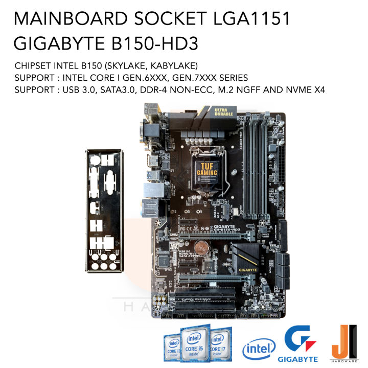 mainboard-gigabyte-b150-hd3-lga1151-รองรับ-core-i-gen-6xxx-และ-gen-7xxx-มือสองสภาพดีมีการรับประกัน