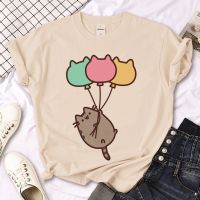 เสื้อยืด Pusheen เสื้อยืดผู้หญิงสไตล์สตรีทแวร์เสื้อยืดฮาราจูกุตลกเสื้อผ้าสาว