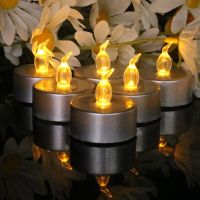 12Pcs LED Candles Lights Silver Exterior Battery Electronic Flameless Tealight Candles Christmas Party Wedding Decorations Light