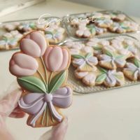 1Pc Spring Tulip Bouquet Frosting Cookie Mold Mothers Day Cookie Cutter Teachers Day Cake Gift Decoration Tools Sugarcraft Bread Cake  Cookie Access