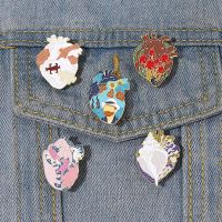 Brain Organ Heart Enamel Pins Oil Painting Plant Brooches Decorative Lapel Pin Badge for Clothes Backpack Metal Pins Accessories Fashion Brooches Pins