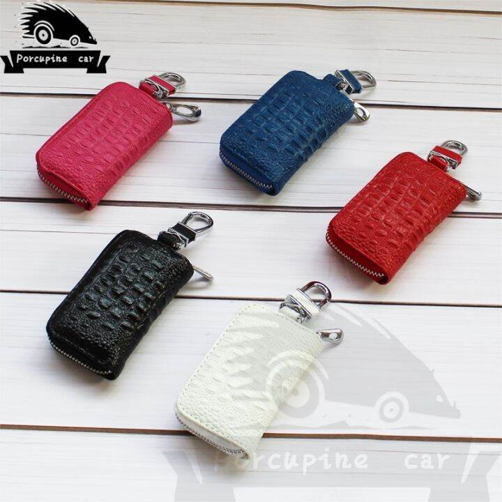 dfthrghd-crocodile-skin-texture-car-leather-case-key-case-for-audi-toyota-volkswagen-skoda-mazda-mitsubishi-ford-bmw-kia-key-bag-keychain