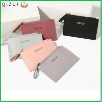 QIZUI ผู้ชาย PU ของขวัญ หญิง สุภาพสตรี ผู้ถือบัตรเครดิต สีเพียว กระเป๋าสตางค์ใบสั้น กระเป๋าเงินธุรกิจขนาดเล็ก