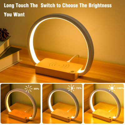 Bedside Lamp Wireless Charger LED Desk Lamp with Touch Control 3 Light Hues Table Lamp Eye-Caring Reading Light for Kids Adults