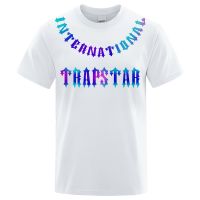 TRAPSTAR เสื้อยืดผู้ชายผ้าคอตตอนท็อปส์ซูคอรอบใหม่พิมพ์ลายลอนดอนสุดเจ๋งเสื้อยืดมีแบรนด์ Xs-3xl สไตล์ป๊อปสำหรับผู้ชายและผู้หญิง