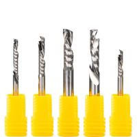 10pcs 3.175-10mm Up Down Cut One Single Spiral Flute Carbide CNC End Mill เครื่องมือ เครื่องตัดมิลลิ่ง งานไม้ตัดเราเตอร์บิต