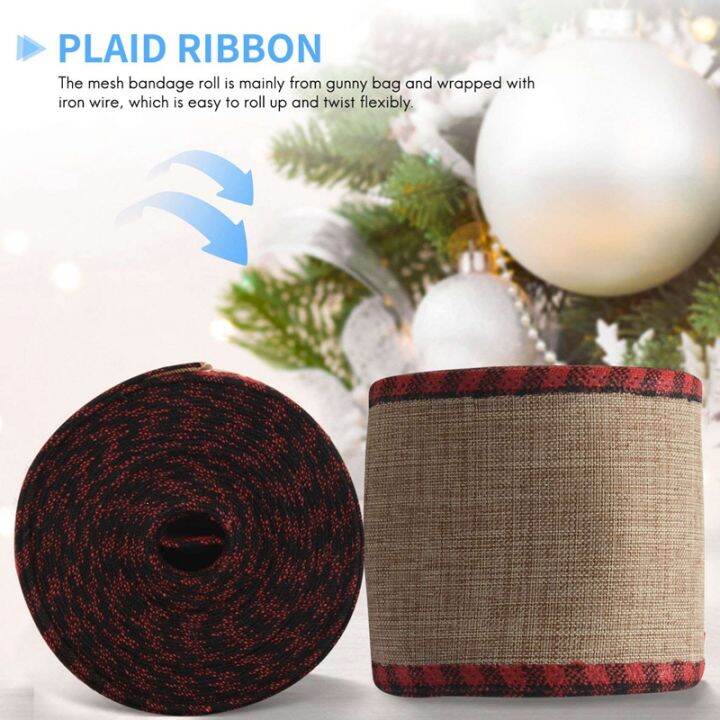 buffalo-plaid-wired-edge-ribbons-christmas-burlap-fabric-craft-ribbon-wrapping-ribbon-rolls-with-checkered-edge