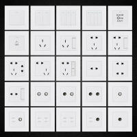 ตัวอย่าง 86 พิมพ์ปกปิดบ้าน 16A ห้ารู USB ศัพท์คอมพิวเตอร์ผนังสวิทช์ซ็อกเก็ต