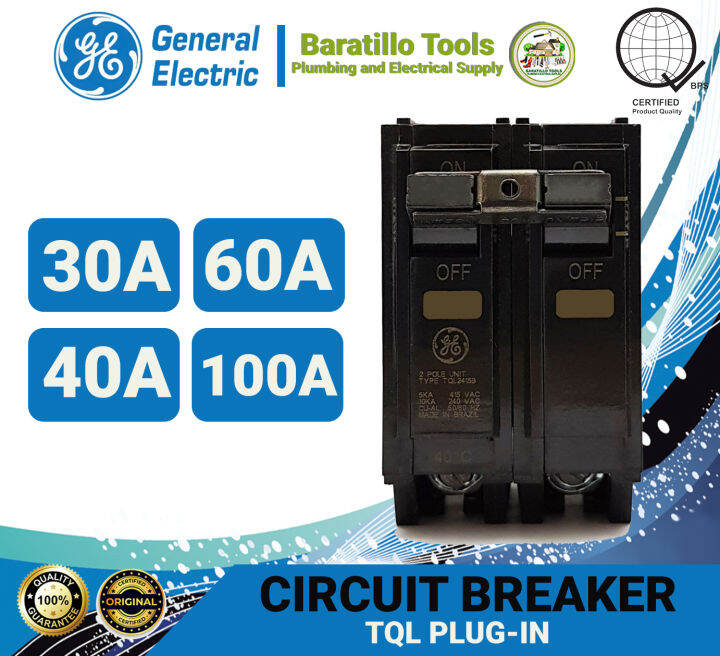 Original GE TQL 2 Pole PlugIn Circuit Breaker 30A, 40A, 60A & 100A