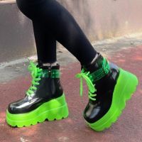 2022 New Big Sizes 43 Gothic Green Platform High Heels Cosplay Fashion Winter Wedges Boots Halloween Shoes Ankle Booties Women