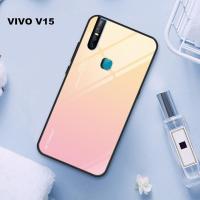 สำหรับVIVO V15กรณีGradiGradientกระจกป้องกันมือถือเคสสำหรับVIVO V15เคสโทรศัพท์แฟชั่นกรณีแก้วเย็น