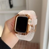 ▬№ Korea Sport Clear Band Case For Apple Watch 7 6 SE 5 4 3 Clear Silicone Strap For iWatch 41MM 45MM 38mm 40mm 44mm 42mm Correa