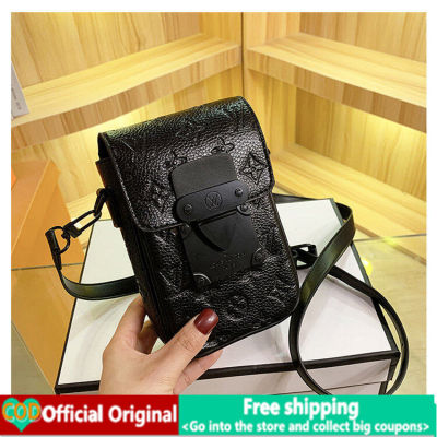 TOP☆【Authentic】LV Sling Bag for Men and Women on Sale Original Pu Leather Letters Print Cross Body Shoulder Bag LV Phone Bag Box Bag Button Messenger Bag New Street Style Korean Fashion Women Purse Handle Bag Suitable for Travel Running Outdoor Sports Wor