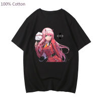 ผ้าฝ้ายเสื้อยืดศูนย์สอง002ที่รักใน Franxx อะนิเมะเสื้อยืดฮาราจูกุพิมพ์ท็อปส์หลวมฤดูร้อนเสื้อแขนสั้น Y2k ความงาม