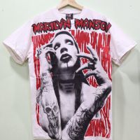 เสื้อ Marilyn Manson ลายโอเวอร์ปริ้น สไตล์วินเทจ สกรีนทั้งตัว ผ้านอก เสื้อOVP เสื้อโอเวอร์ไซส์ เสื้อวงดนตรีต่างประเทศ เสื้อวงร๊อค