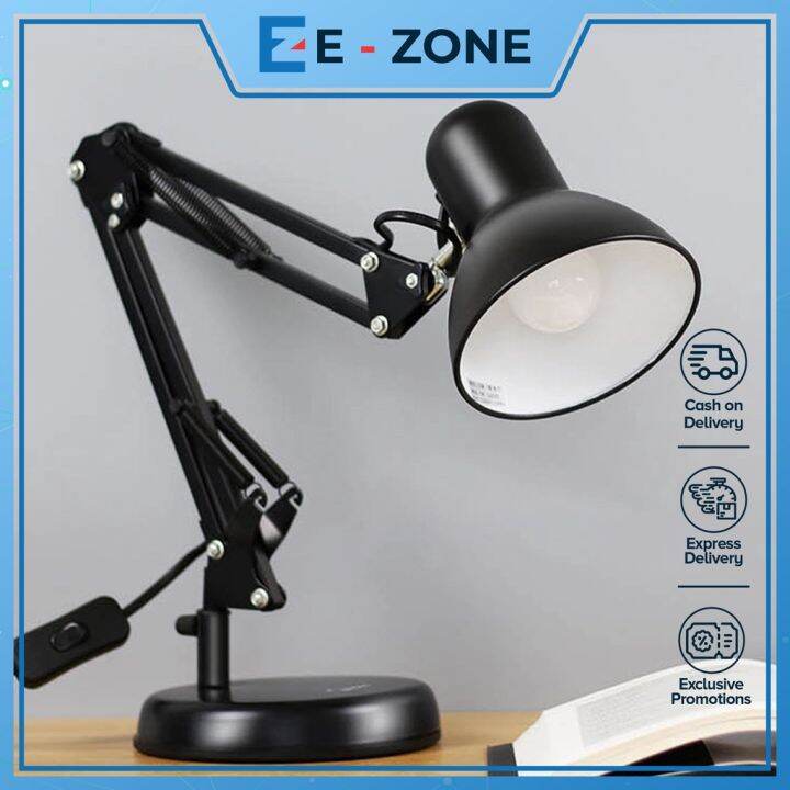 EZONE Metal Adjustable Arm Work Desk Lamp Study Room Lights Office