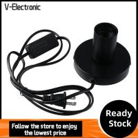 V-ELECTRONIC พร้อมปลั๊ก US อุปกรณ์สำหรับอุตสาหกรรม โลหะสำหรับตกแต่ง ขัดเงาเงางาม ฐานโคมไฟตั้งโต๊ะ ฐานยึดหลอดไฟสกรู E27 ฐานเปลี่ยนหลอดไฟ ฐานซ็อกเก็ต