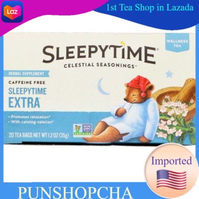 Celestial Seasonings, Wellness Tea, Sleepytime Extra, Caffeine Free, 20 Tea Bags​ ชานอนหลับ​ พักผ่อน​ ชาสมุนไพร​ ชาสุขภาพ💚พร้อมส่ง💜