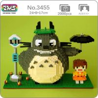 ZMS 3455 Anime My Neighbor Totoro Cat Girl Umbrella Pet Animal Doll Mini Diamond Blocks Bricks Building Toy for Children no Box