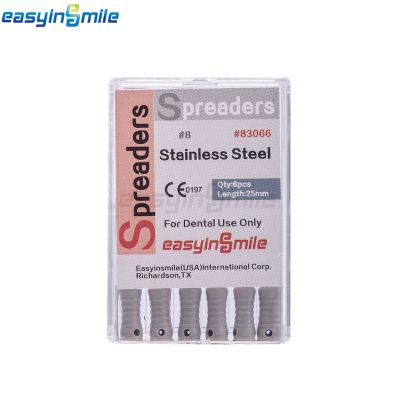 1pack EASYINSMILE Dental Hand Endo Spreaders S-Files Stainless Steel for Root Canal 25MM Size 8 Flexible