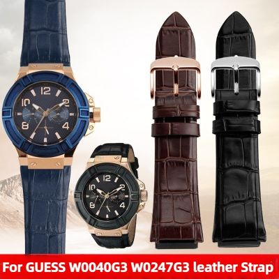 สำหรับ GUESS สายนาฬิกาหนังแท้สำหรับผู้ชาย W0040G3 W0247G3ซีรีส์ W0040G7สายนาฬิกาข้อมือหนังวัวสีฟ้า22มม. สายรัดข้อมือสำหรับผู้ชาย CarterFa