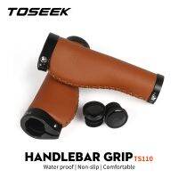 TOSEEK สกู๊ตเตอร์จักรยานเสือภูเขาหนัง TS110ไฟเบอร์ MTB ที่ครอบมือจับจักรยานมือจับล็อคอลูมิเนียมกันลื่น1คู่