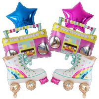 （koko party supplies）1ชุด5Pcs 80SParty บอลลูนชุด InflatableBoombox Props สเก็ตดิสโก้ Hip Hop วันเกิด Baby Shower ตกแต่ง