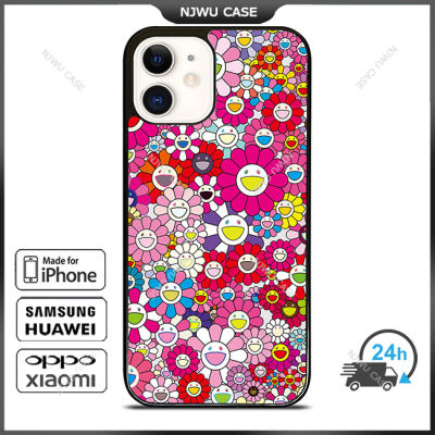 Takashi Murakami Flowers Pink Phone Case for iPhone 14 Pro Max / iPhone 13 Pro Max / iPhone 12 Pro Max / XS Max / Samsung Galaxy Note 10 Plus / S22 Ultra / S21 Plus Anti-fall Protective Case Cover