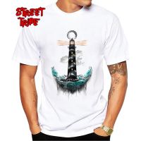 Vintage Lighthouse Men T-Shirt Hipster Sailor Way Design Crew Neck Tops Geek Style Mens Tee Shirts Unique Gift Clothing 【Size S-4XL-5XL-6XL】