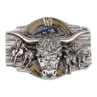 Bison Head Belt Buckle Western Cowboy Style Retro Buckle for 3.8cm Width Belt Belts