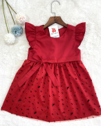 Đầm công chúa bé gái,váy trẻ em hai lớp thiết kế cao cấp màu đỏ chơi Noel