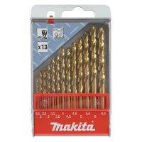 MAKITA รหัส D-44208 ชุดดอกสว่านเจาะเหล็ก HSS-TIN 1-6.5mm สีทอง (13ดอก/ชุด)