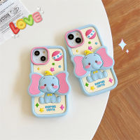 3D ซิลิกาเจลลายการ์ตูนน่ารักสีฟ้าดัมโบ้สำหรับ IPhone 15 14 13 12 11 Pro Max เคสโทรศัพท์แฟชั่นความคิดสร้างสรรค์