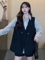 Coffee Suit Waistcoat Women in Spring and Autumn Wear a Small Vest Over a Waistcoat and Wear a Two-piece Suit Jacket Shirt