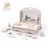 Wooden Vanity Table Toy Pretend Play Makeup Kit Tabletop Dresser Makeup