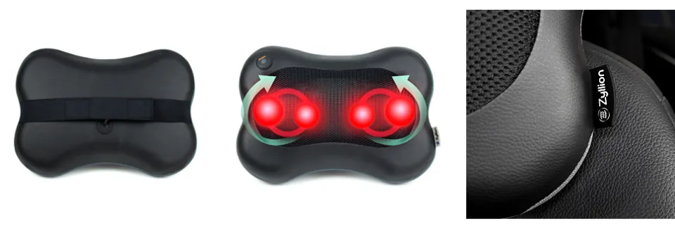 ZMA-13RB-BK Zyllion Cordless Rechargeable Shiatsu Back And Neck Massager  Pillow - Black