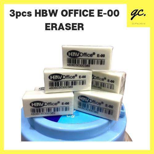 GC 3pcs HBW Eraser E00 Pencil Eraser for School and Office Use Lazada PH