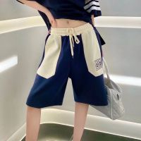 ต้นฉบับ 2023 LOEWE summer new LOEWE high-quality 2023 spring and summer new chinchilla splicing five-point shorts outerwear versatile trendy couple style trendy