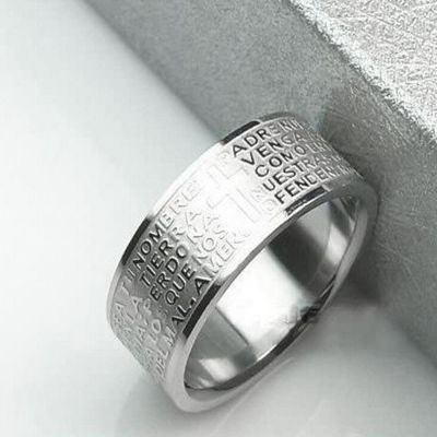 Carmelun แหวนเครื่องประดับเหล็กไทเทเนียมตัวอักษรไบเบิ้ลแหวนกางเขนสำหรับผู้ชายผู้หญิง1ชิ้น