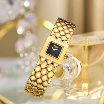 New female fashion square watch live web celebrity socialite brand counters authentic ms steel strip waterproof ▽✣